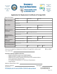 Application for Replacement Certificate of Foreign Birth - Nevada
