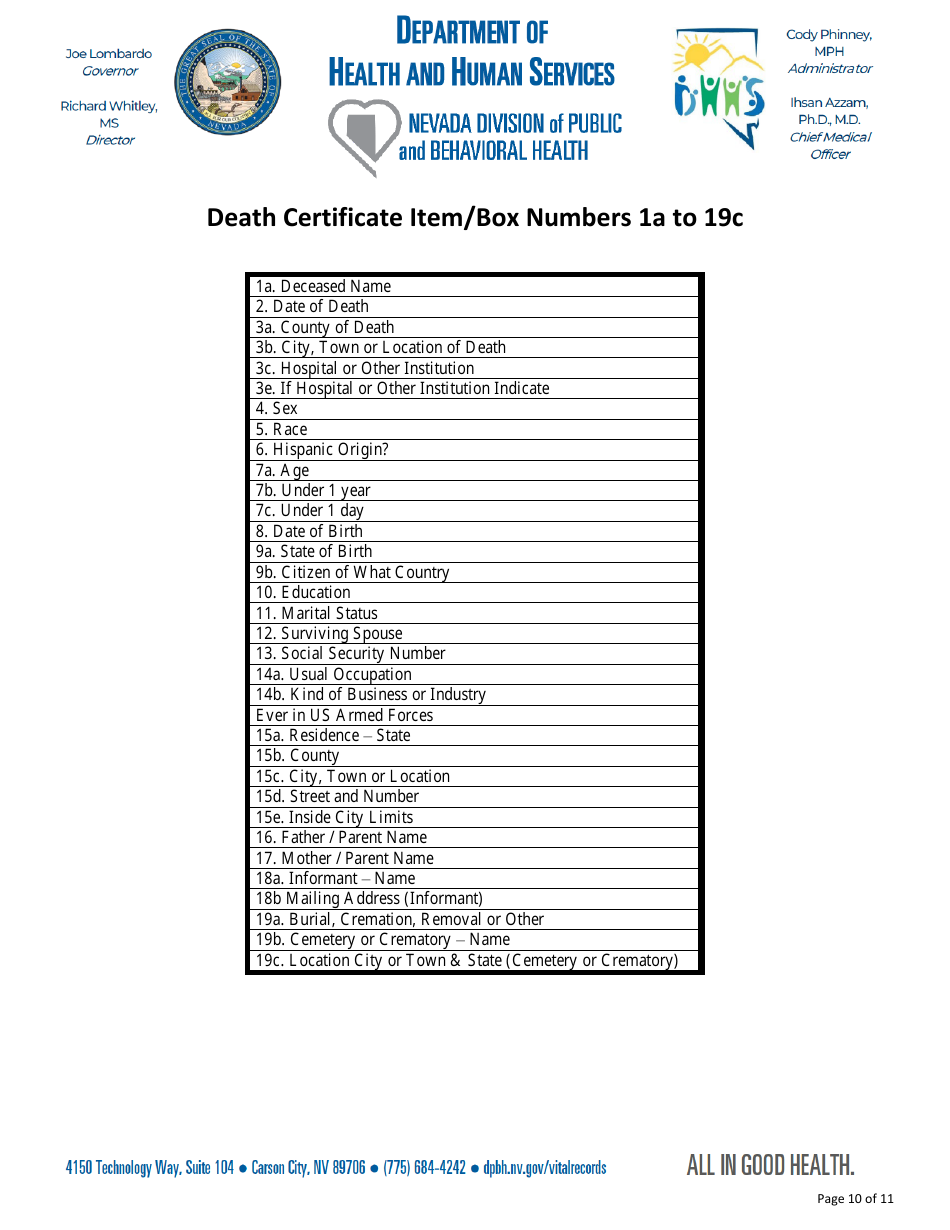Application for a Correction of a Record - Nevada, Page 10