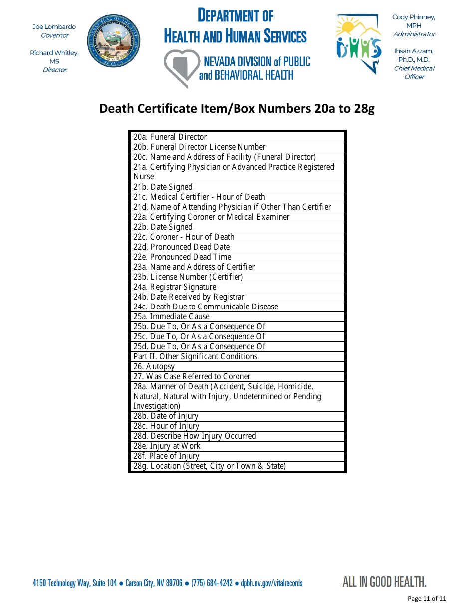 Application for a Correction of a Record - Nevada, Page 11