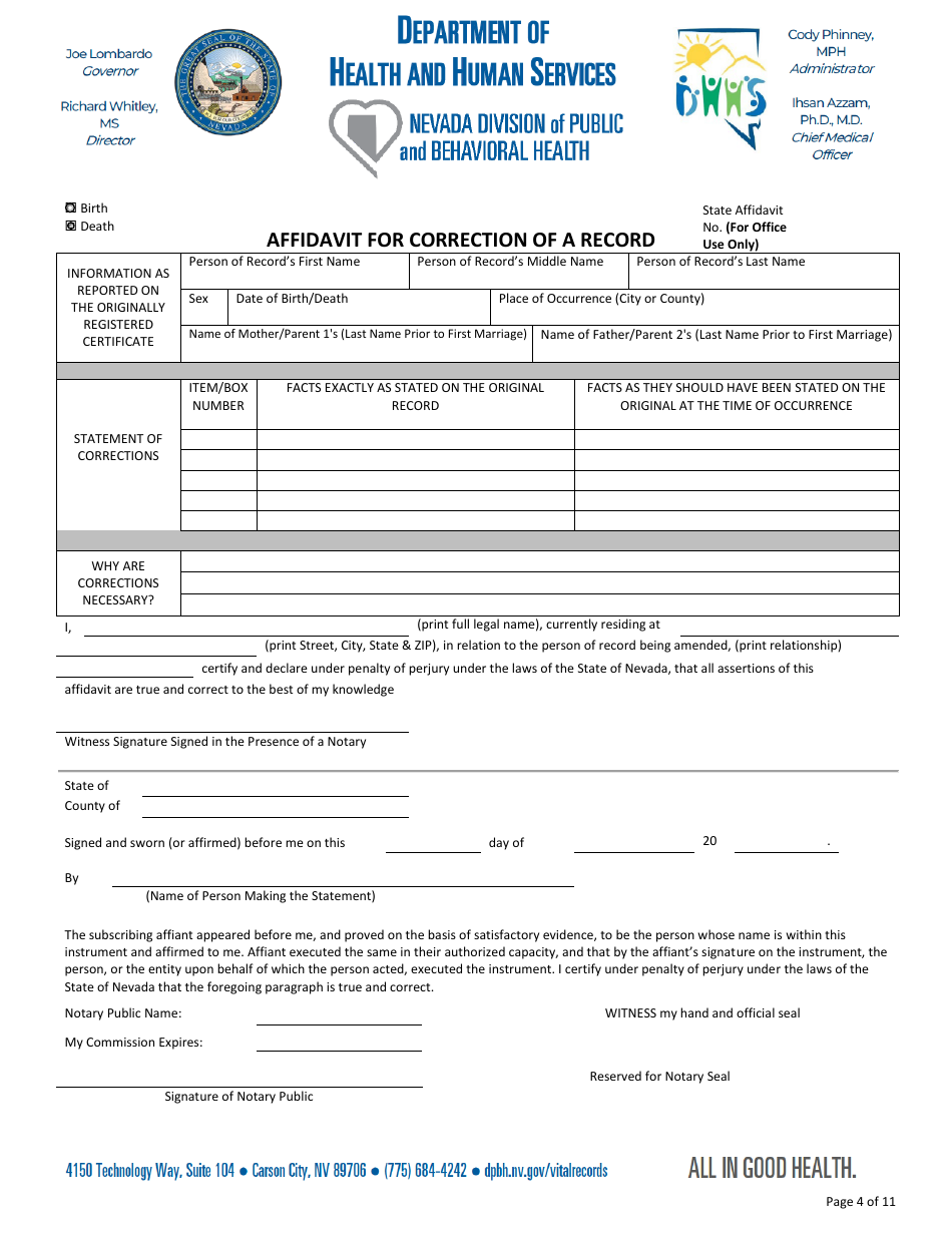 Application for a Correction of a Record - Nevada, Page 4