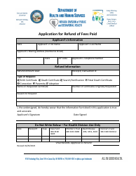 Document preview: Application for Refund of Fees Paid - Nevada