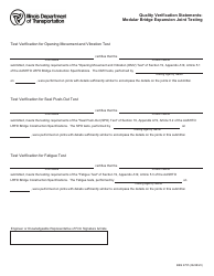 Document preview: Form BBS2755 Quality Verification Statements: Modular Bridge Expansion Joint Testing - Illinois