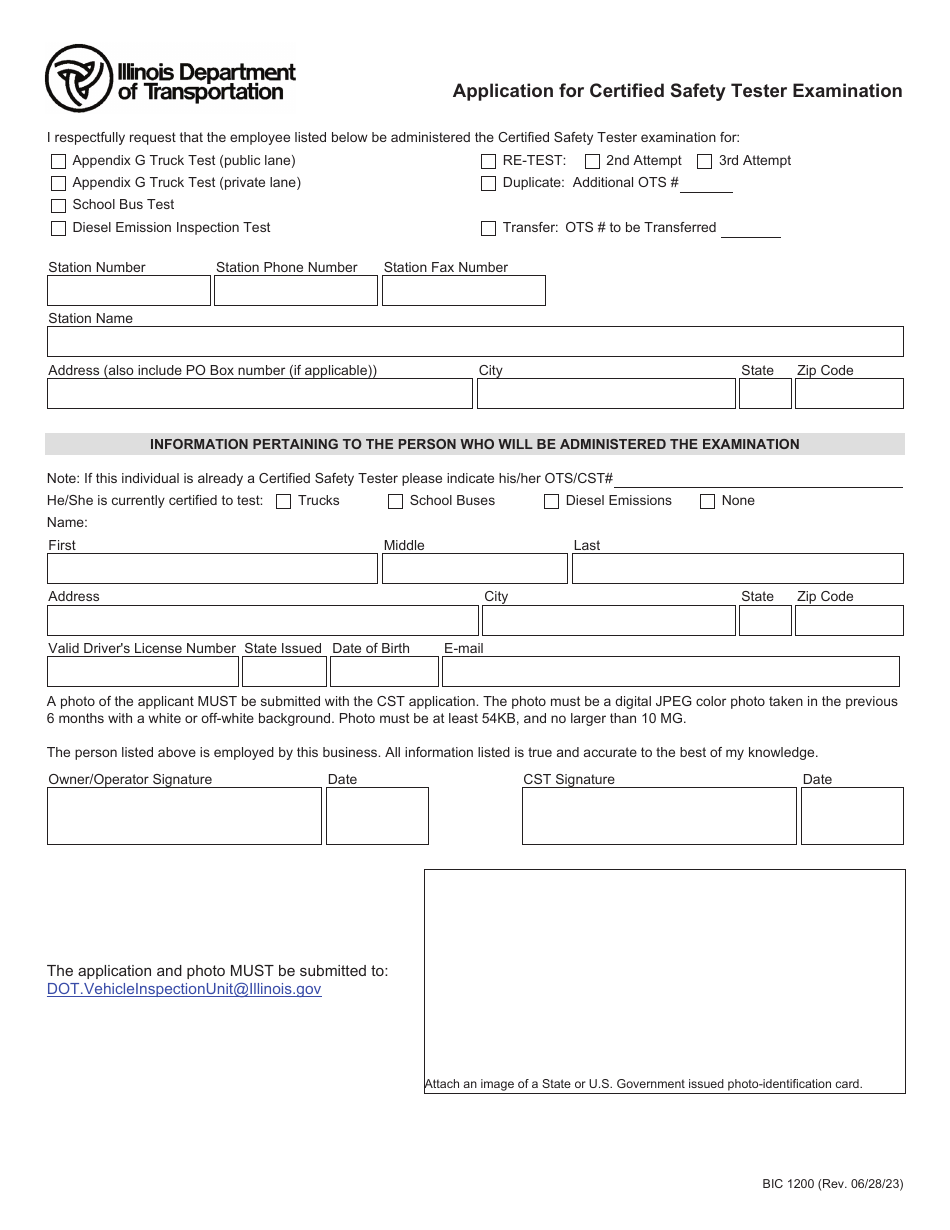 Form BIC1200 Download Fillable PDF or Fill Online Application for ...