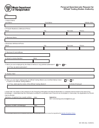 Document preview: Form BIC0003 Personal Questionnaire Request for Official Testing Station Authority - Illinois