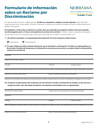 Formulario De Informacion Sobre Un Reclamo Por Discriminacion - Nebraska (Spanish)