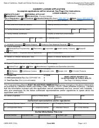 Document preview: Form CDPH8597 Cannery License Application - California