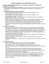 Form CDPH8582 Export Document Application - California, Page 2