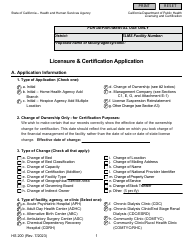 Document preview: Form HS200 Licensure & Certification Application - California
