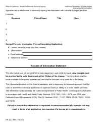 Form HS200 Licensure &amp; Certification Application - California, Page 13