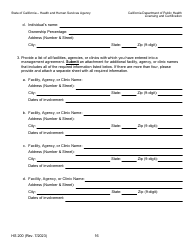 Form HS200 Licensure &amp; Certification Application - California, Page 16