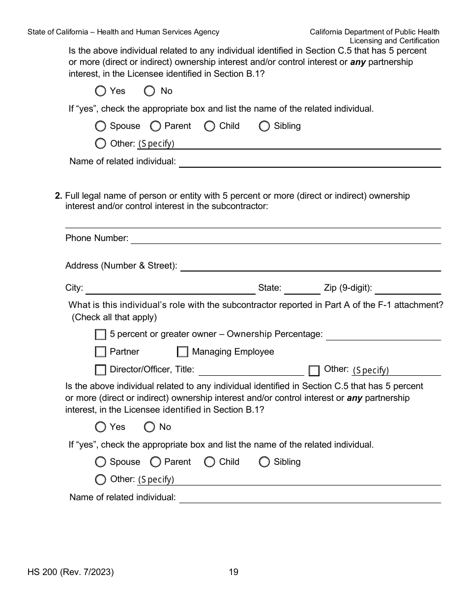 Form HS200 Download Fillable PDF or Fill Online Licensure ...