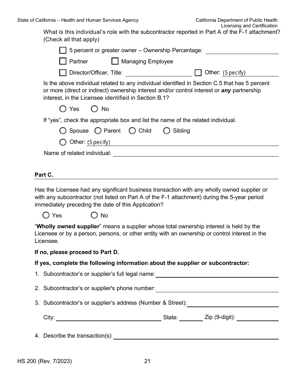 Form HS200 Download Fillable PDF or Fill Online Licensure ...