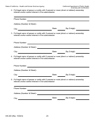 Form HS200 Licensure &amp; Certification Application - California, Page 23