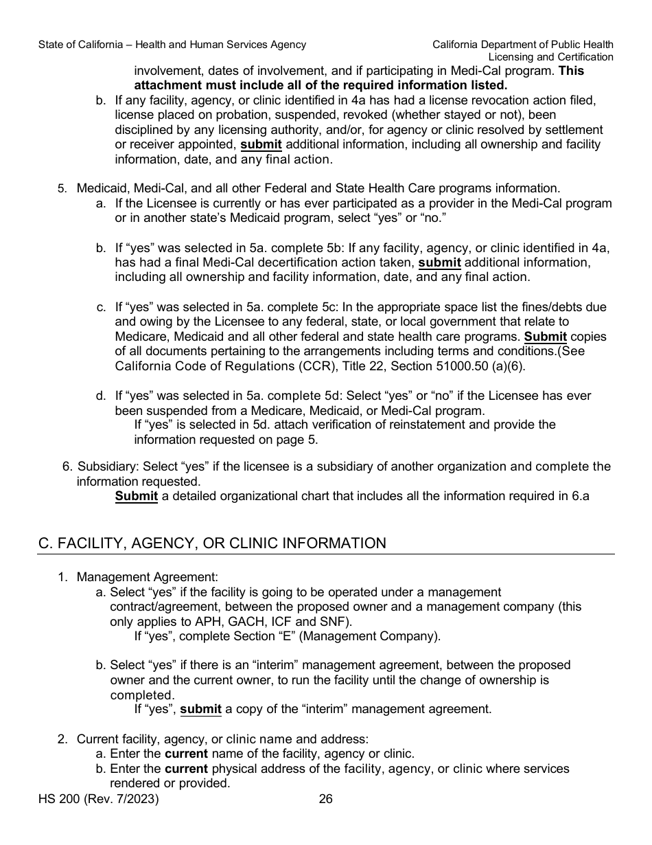 Form HS200 Licensure  Certification Application - California, Page 26