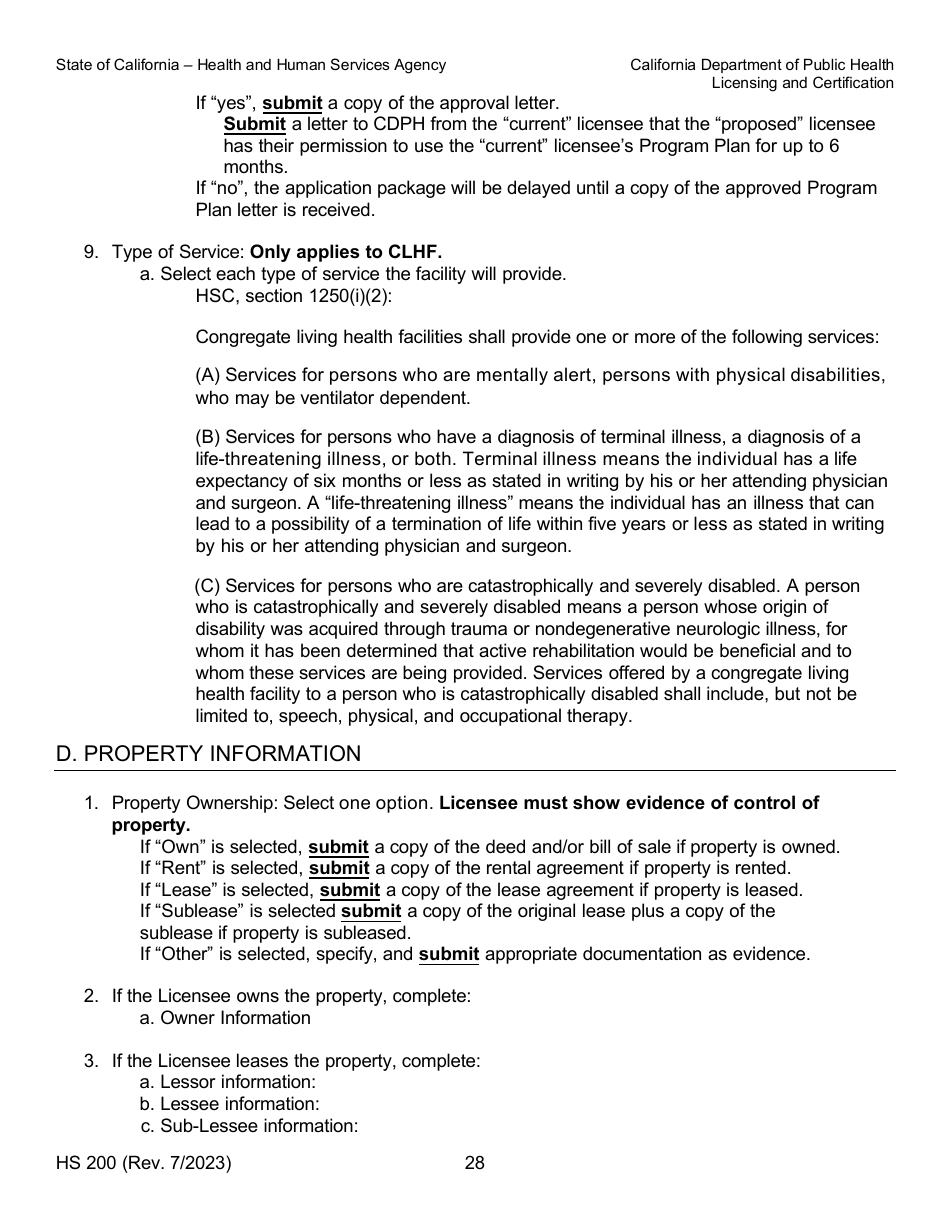 Form HS200 Licensure  Certification Application - California, Page 28