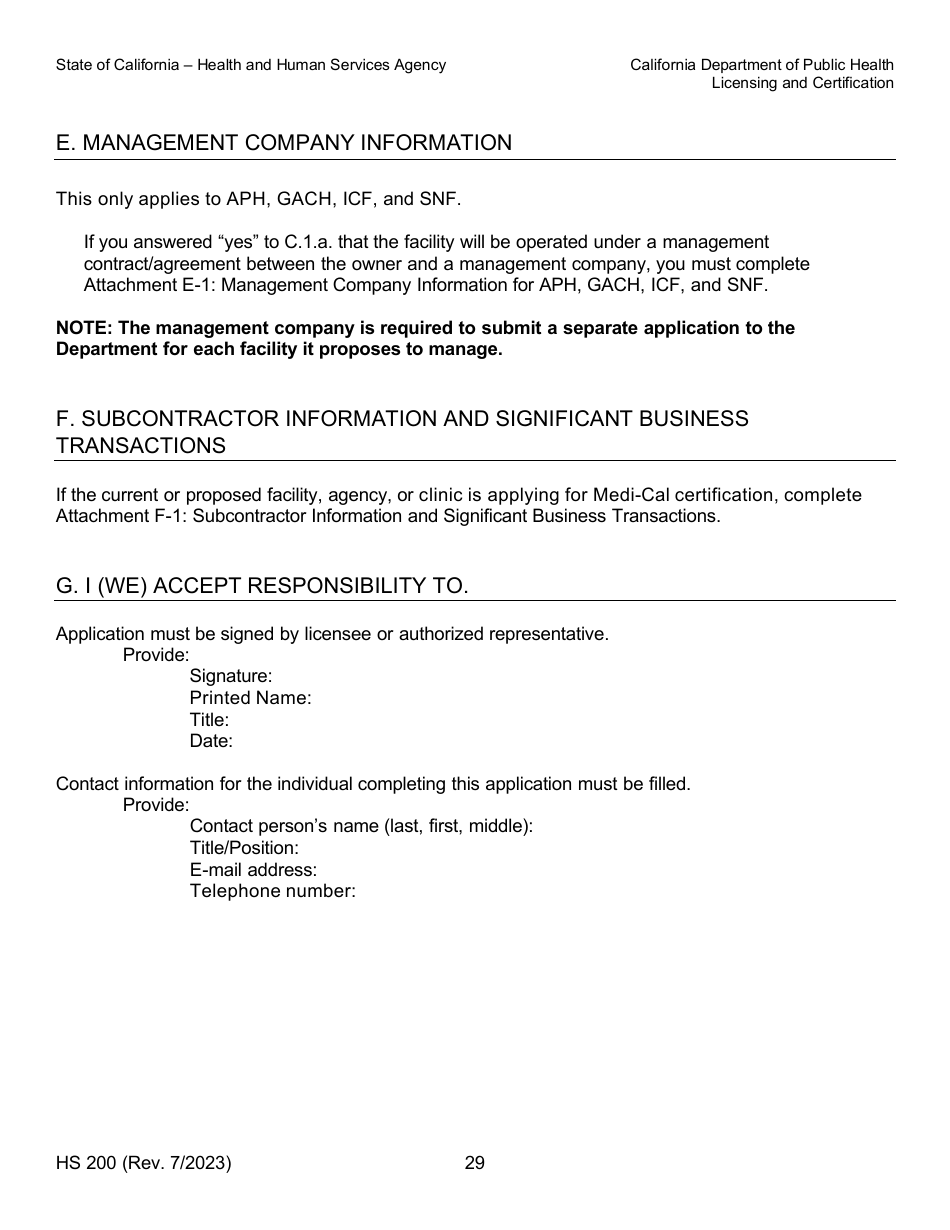 Form HS200 Licensure  Certification Application - California, Page 29