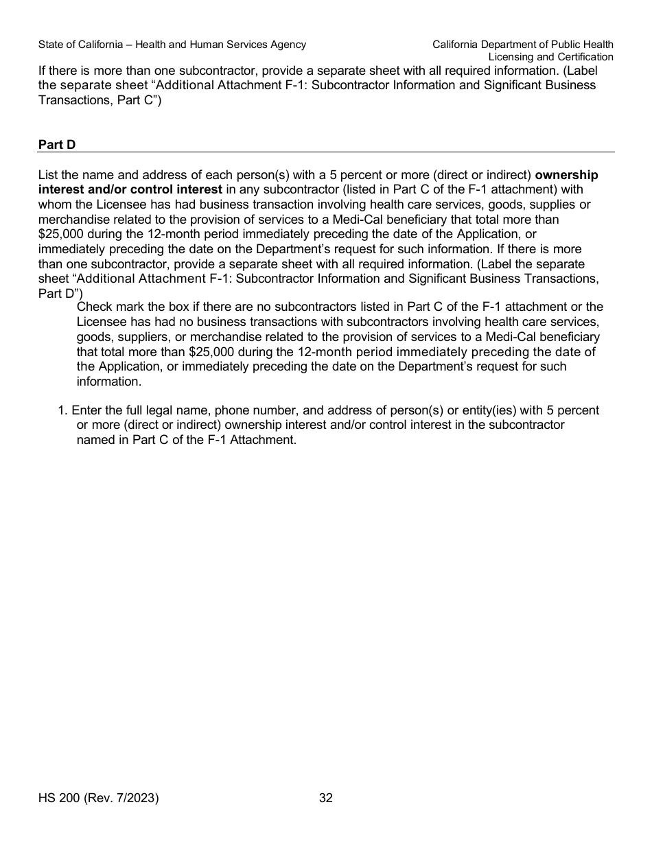 Form HS200 Licensure  Certification Application - California, Page 32