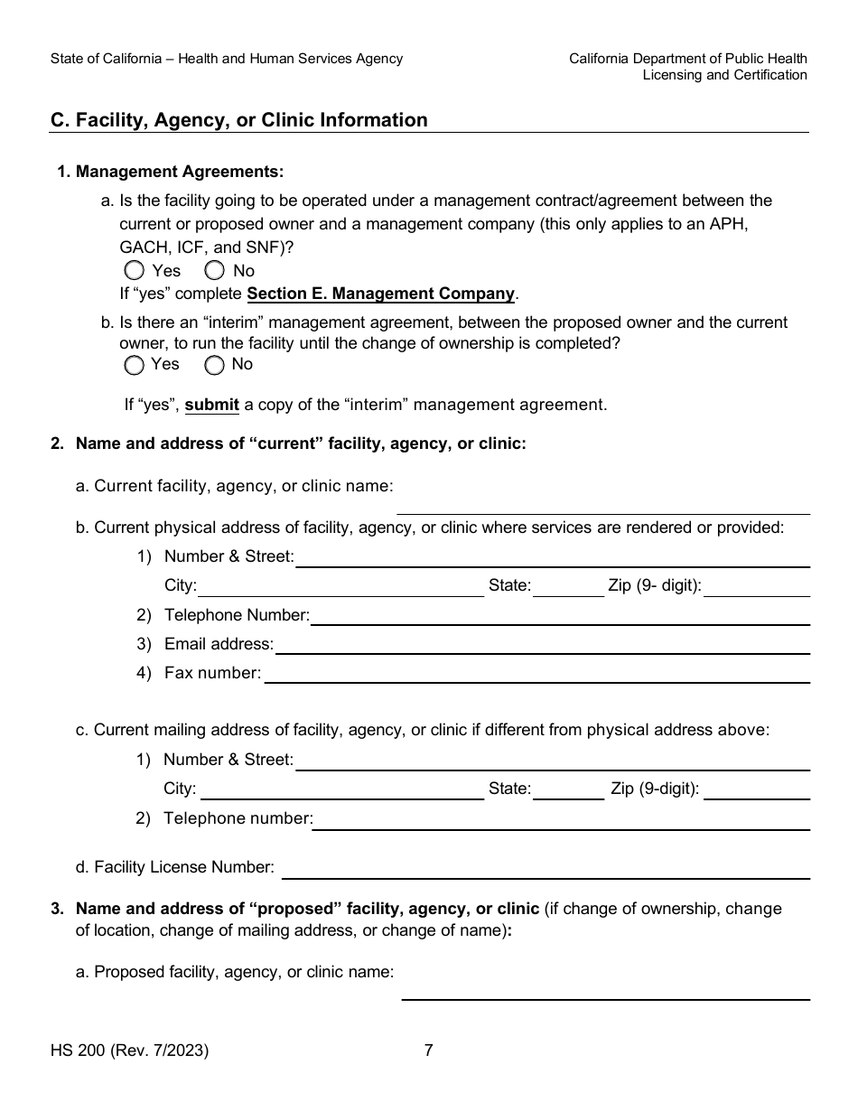 Form HS200 Licensure  Certification Application - California, Page 7