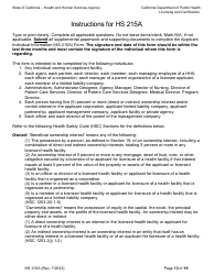 Form HS215A Applicant Individual Information - California, Page 13