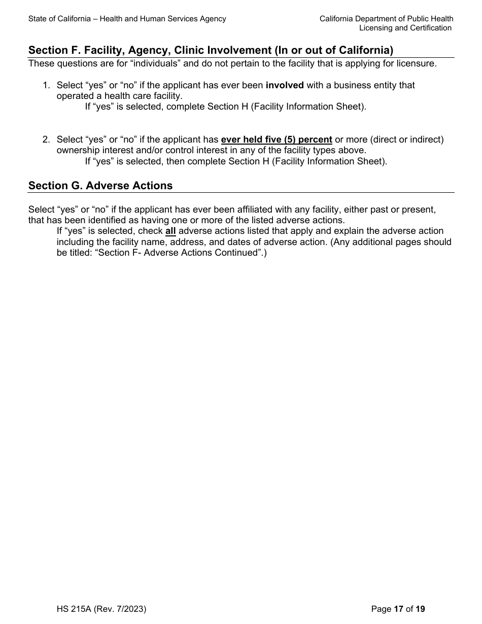 Form HS215A Applicant Individual Information - California, Page 17