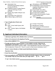 Form HS215A Applicant Individual Information - California, Page 2