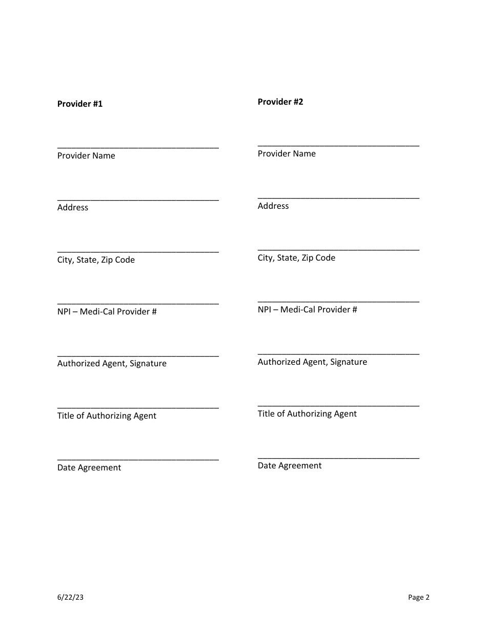 Dual Provider Agreement - Comprehensive Perinatal Services Program - California, Page 2