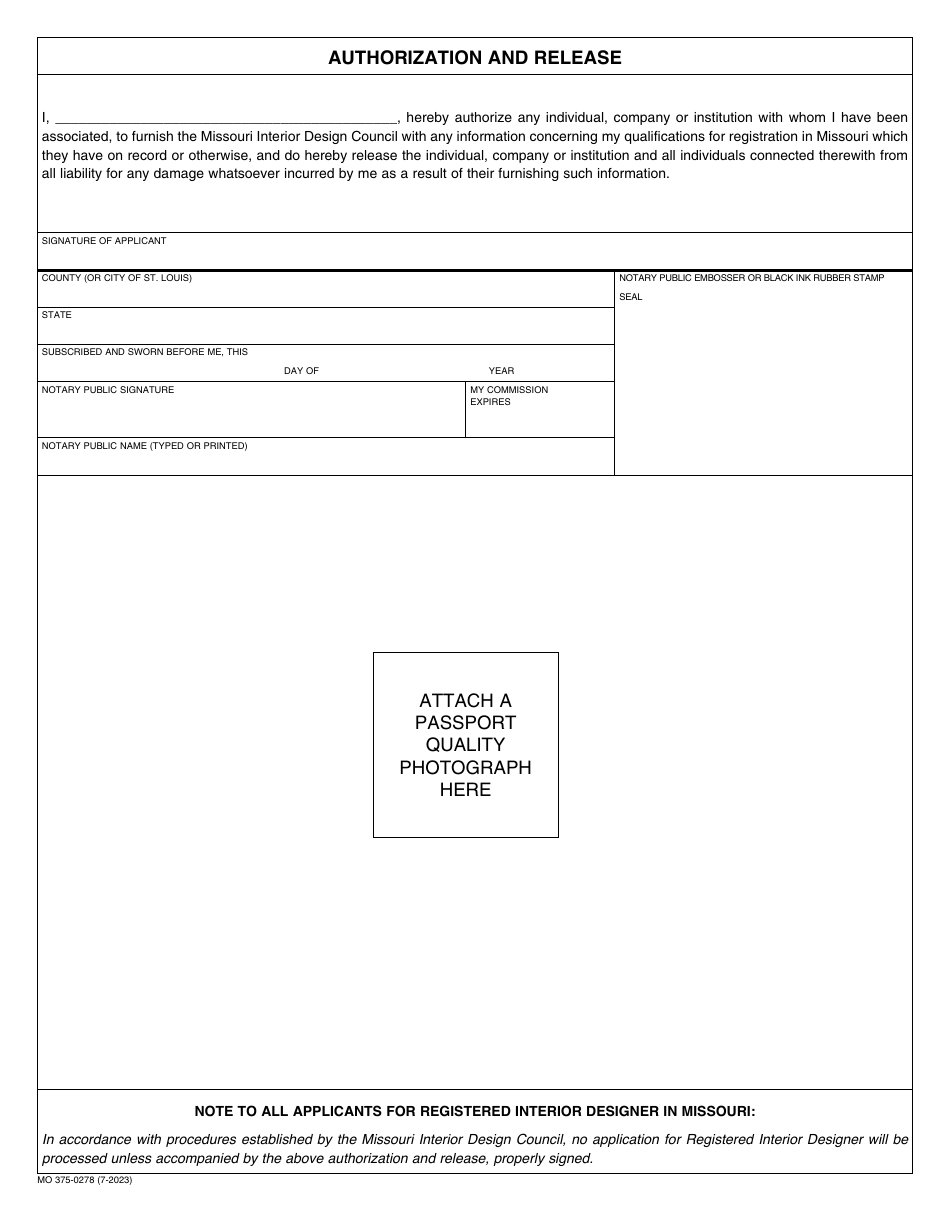 Form MO375-0278 Application for Registration of Interior Designers - Missouri, Page 4