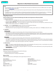 Form PA-132 Objection to Manufacturing Real Estate Assessment - Wisconsin, Page 2
