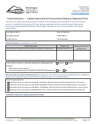 Form AGR-2308 Food Assistance - Capital Improvement Procurement Request/Approval Form - Washington