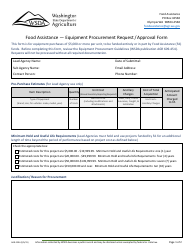Form AGR-2204 Food Assistance - Equipment Procurement Reqest/Approval Form - Washington