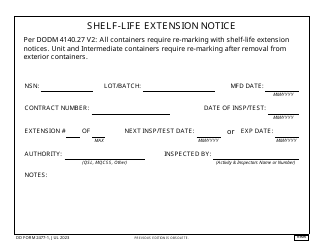 Document preview: DD Form 2477-1 Shelf-Life Extension Notice