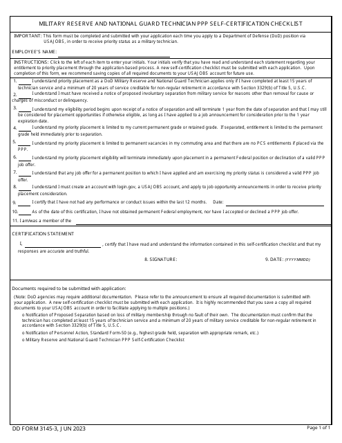 DD Form 3145-3  Printable Pdf