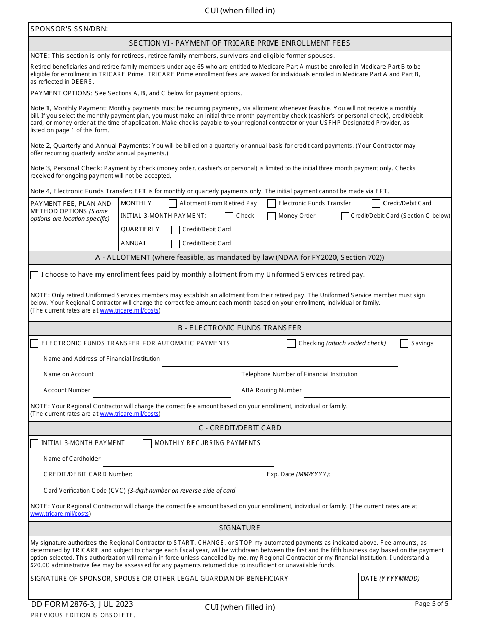 DD Form 2876-3 TRICARE Prime Enrollment, Disenrollment, and Primary Care Manager (PCM) Change Form (Overseas), Page 5
