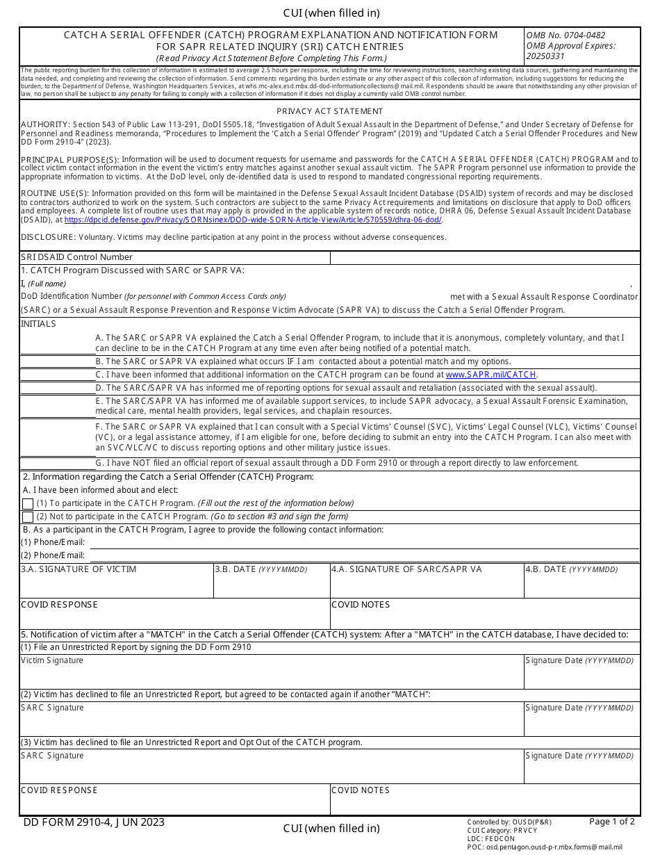 DD Form 2910-4 - Fill Out, Sign Online and Download Fillable PDF ...