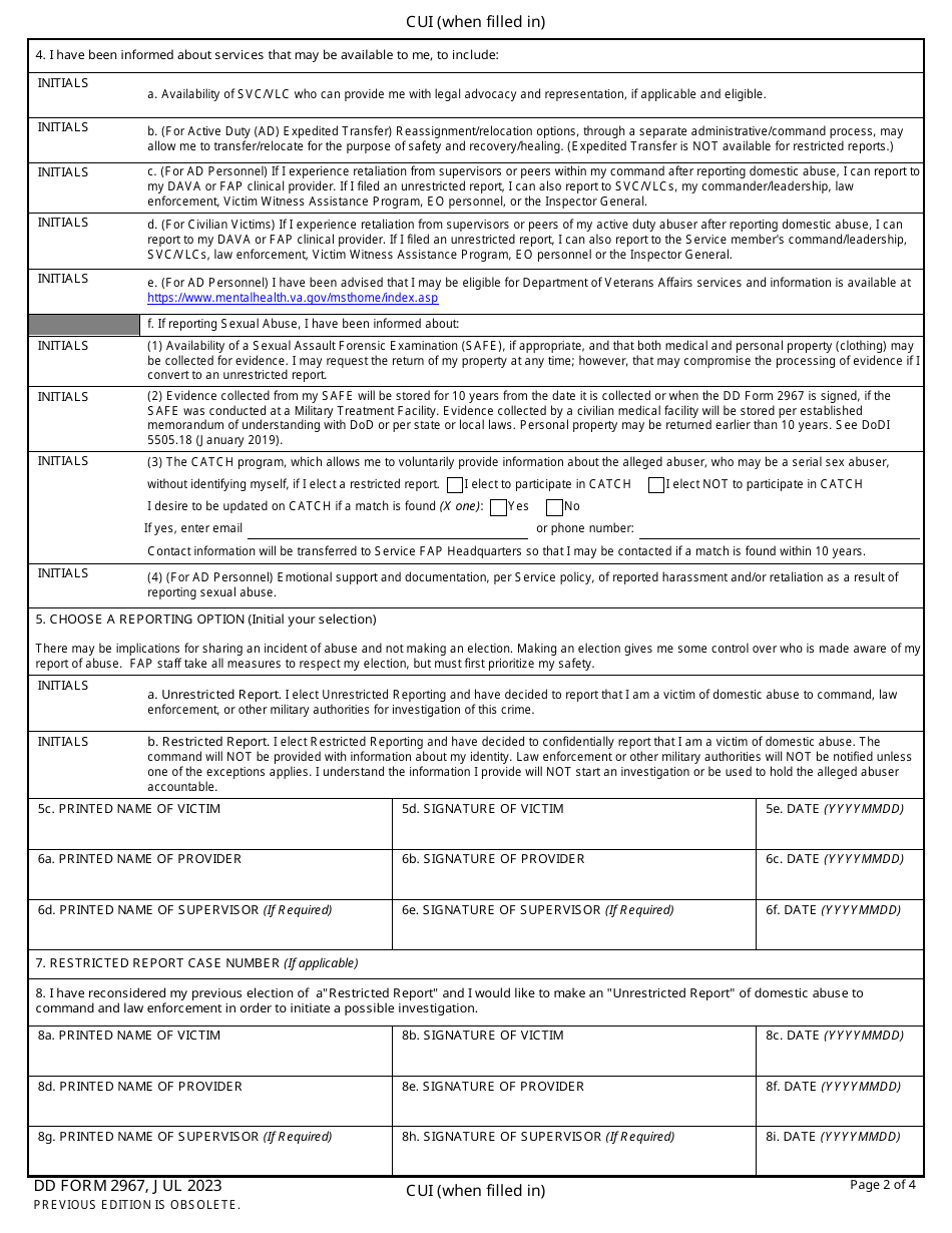 DD Form 2967 Download Fillable PDF or Fill Online Domestic Abuse Victim ...