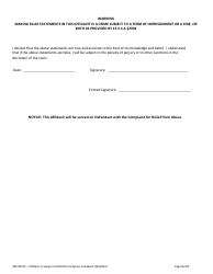 Form 400-00151 Affidavit in Support of Relief From Abuse Complaint - Vermont, Page 4