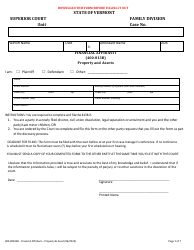 Document preview: Form 400-813B Financial Affidavit - Property and Assets - Vermont