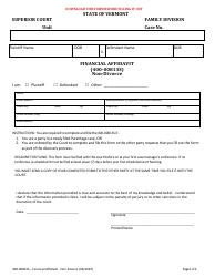 Document preview: Form 400-00813S Financial Affidavit - Non-divorce - Vermont