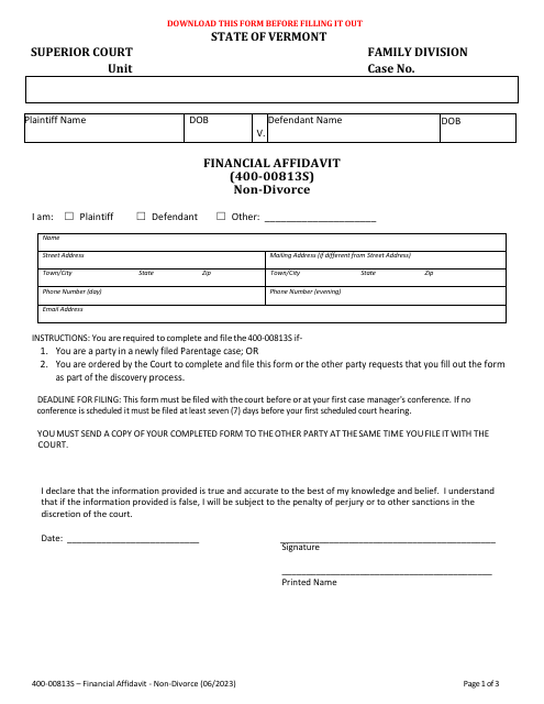 Form 400-00813S  Printable Pdf