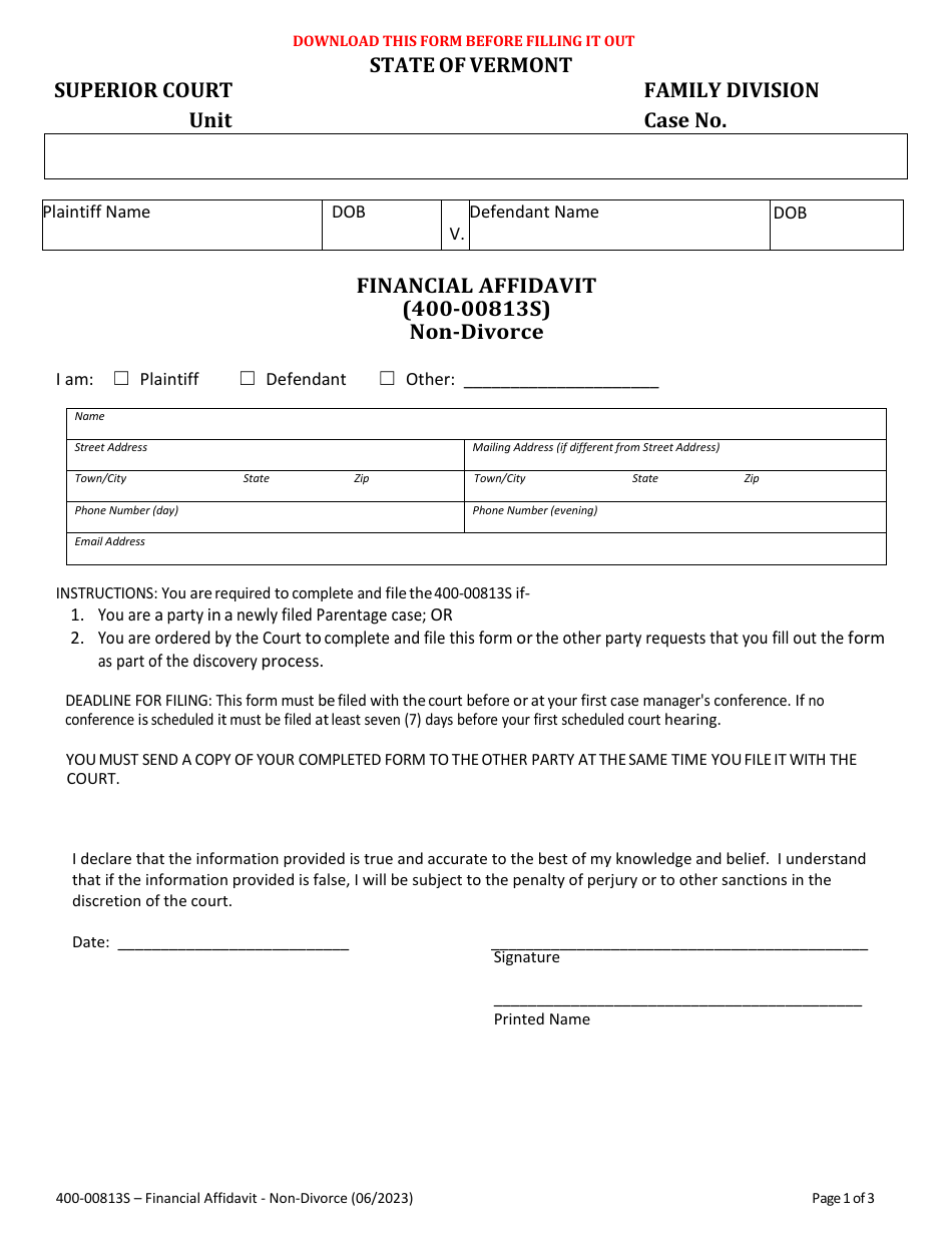 Form 400-00813S Download Fillable PDF or Fill Online Financial ...