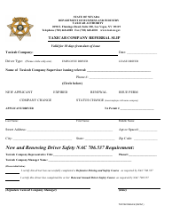 Document preview: Form TA142 Taxicab Company Referral Slip - Nevada