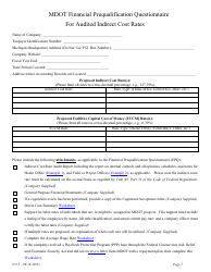 Financial Prequalification Questionnaire for Audited Indirect Cost Rates - Michigan, Page 10