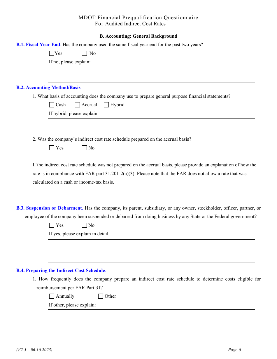 Financial Prequalification Questionnaire for Audited Indirect Cost Rates - Michigan, Page 15