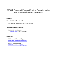 Financial Prequalification Questionnaire for Audited Indirect Cost Rates - Michigan, Page 2