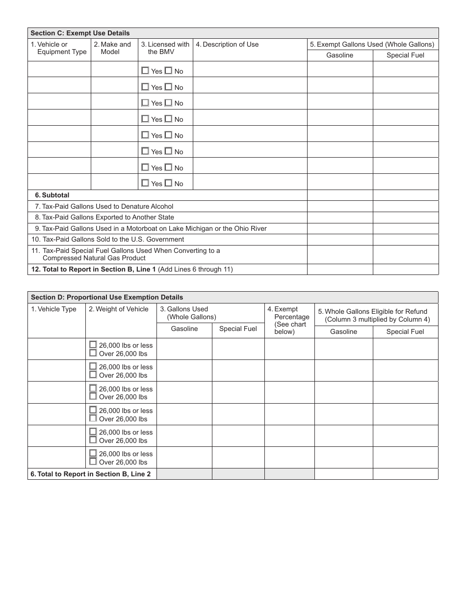 Form REF-1000 (State Form 50854) Claim for Fuel Tax Refund - Indiana, Page 2