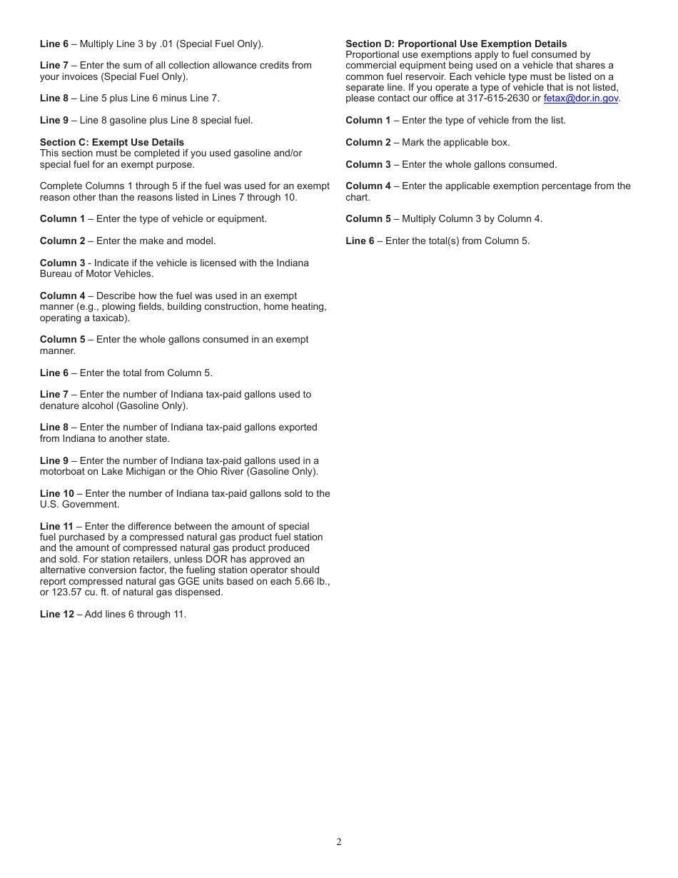 Form REF-1000 (State Form 50854) Claim for Fuel Tax Refund - Indiana, Page 5