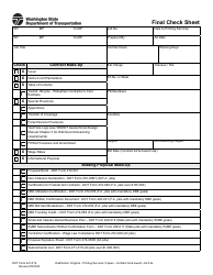 Document preview: DOT Form 221-019 Final Check Sheet - Washington