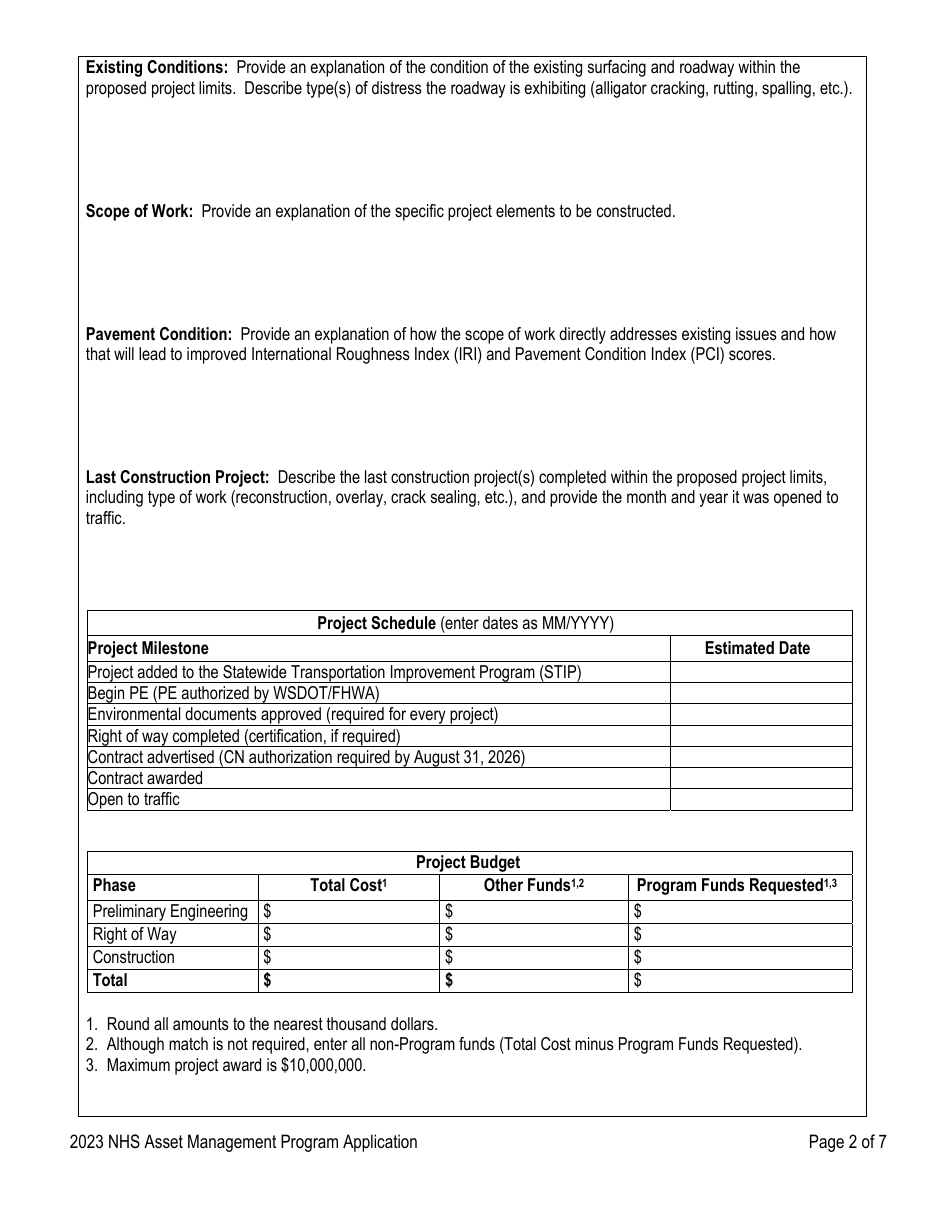 Application for Funding - Nhs Asset Management Program - Washington, Page 2
