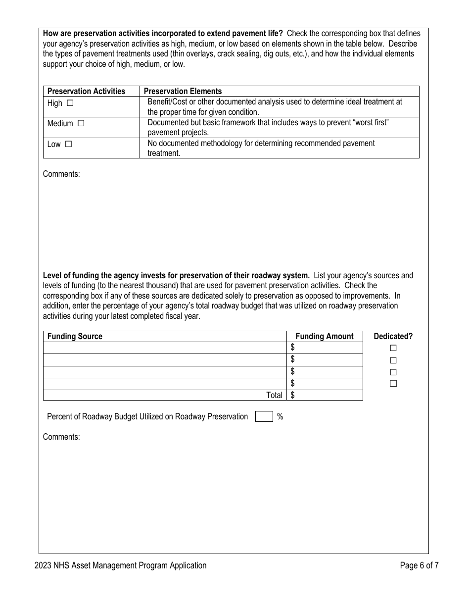 Application for Funding - Nhs Asset Management Program - Washington, Page 6