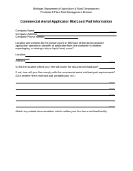Michigan Commercial Aerial Applicator Mix/Load Pad Information - Fill ...